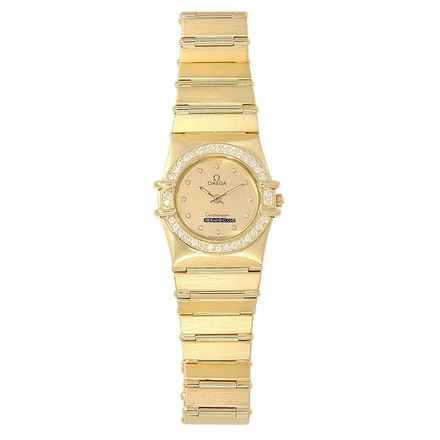  Omega Constellation Ladies Damenarmbanduhr Constellation Quarz mit Brillanten und Diamanten aus 750 Gelbgold </h1> 