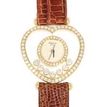 Thumbnail von Chopard Happy Diamonds Damenarmbanduhr Happy Diamonds Quarz in Herzform mit Brillanten und Diamanten aus 750 Gelbgold Schliesse vergoldet