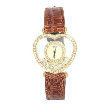  Chopard Happy Diamonds Damenarmbanduhr Happy Diamonds Quarz in Herzform mit Brillanten und Diamanten aus 750 Gelbgold Schliesse vergoldet 