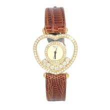 Thumbnail von Chopard Happy Diamonds Damenarmbanduhr Happy Diamonds Quarz in Herzform mit Brillanten und Diamanten aus 750 Gelbgold Schliesse vergoldet
