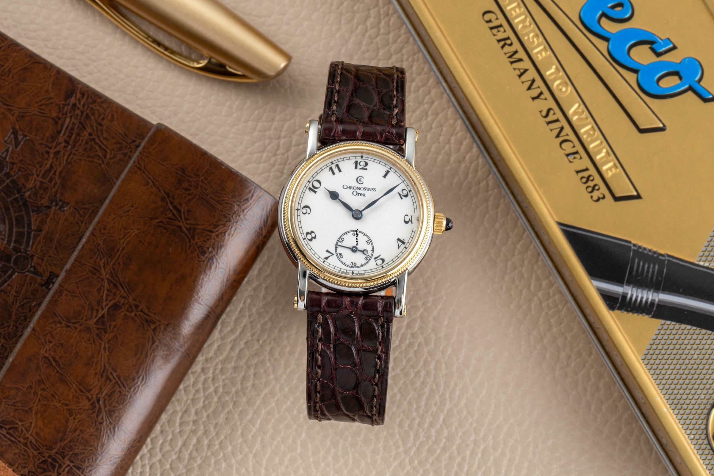  Chronoswiss Orea Lady Stahl / Gold Handaufzug Damenuhr Ref. CH7162 B&P 1997  