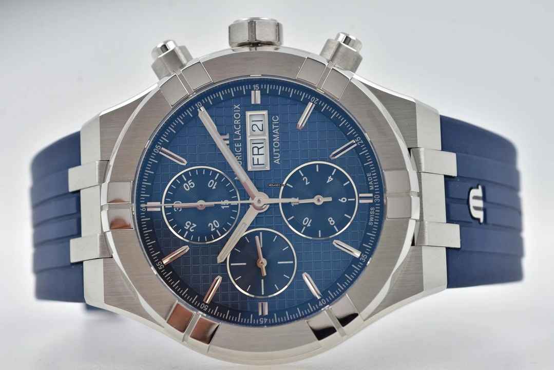  Maurice Lacroix AIKON Chronograph 44mm Limited Edition Blue Dial AI6038-SS00B </h1> 