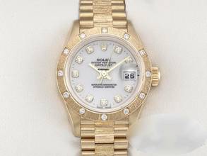 Thumbnail von Rolex Lady-Datejust 26mm Gelbgold 750 2000 Diamanten Automatik 18kt Yellow Gold Damen President-band Chronometer Oyster White Dial </h1>