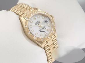 Thumbnail von Rolex Lady-Datejust 26mm Gelbgold 750 2000 Diamanten Automatik 18kt Yellow Gold Damen President-band Chronometer Oyster White Dial </h1>