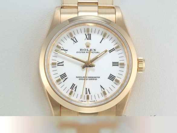  Rolex Oyster Perpetual 34 34mm 14208 1999 Lc100 Gelbgold 750 Automatik 18kt Yellow Gold Oyster-band Chronometer White Dial </h1> 