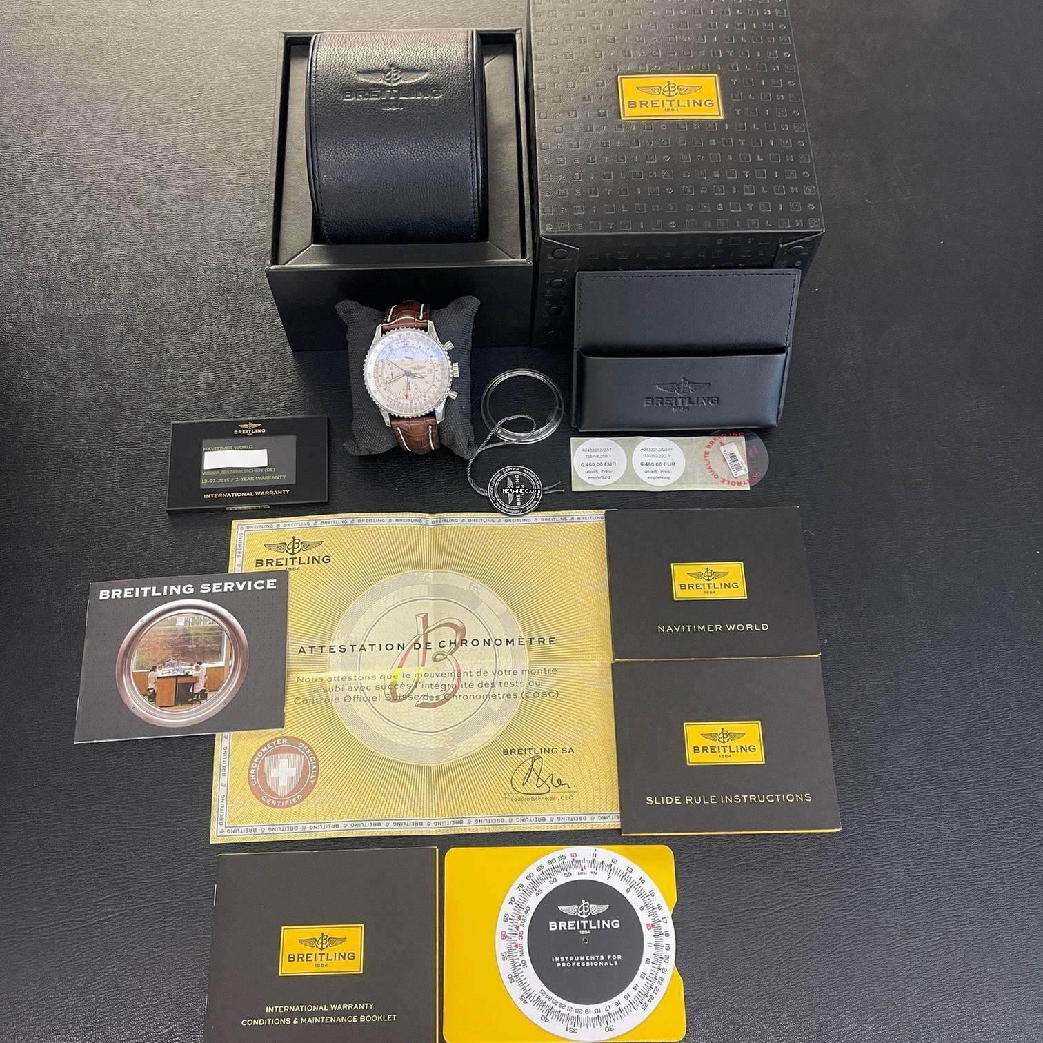 Thumbnail von Breitling Navitimer World GMT Chronograph - FULL SET 2015 - Ref. A2432212 </h1>