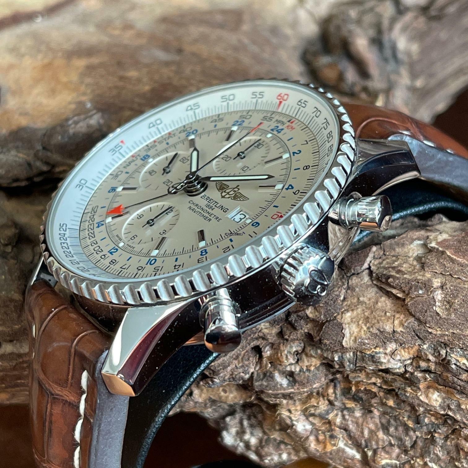 Thumbnail von Breitling Navitimer World GMT Chronograph - FULL SET 2015 - Ref. A2432212 </h1>