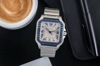 Thumbnail von Cartier Santos De Cartier Blue Stahl Automatik Herrenuhr Ref. WSSA0047 Papiere