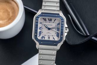 Thumbnail von Cartier Santos De Cartier Blue Stahl Automatik Herrenuhr Ref. WSSA0047 Papiere
