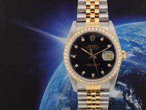 Thumbnail von Rolex Datejust 36 16233 Black Diamonds Dial - After Diamonds Bezel - Full Set 36mm