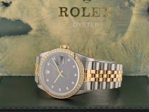 Thumbnail von Rolex Datejust 36 16233 Black Diamonds Dial - After Diamonds Bezel - Full Set 36mm