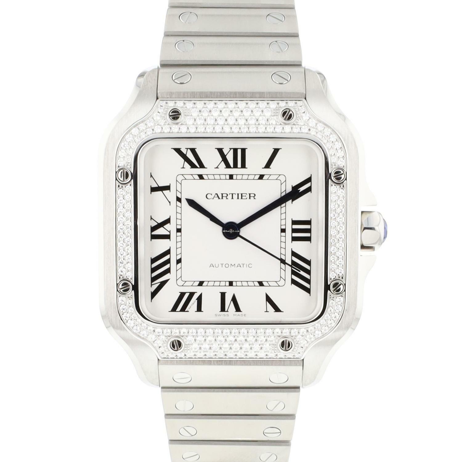 Cartier Santos MM Steel Factory Diamonds </h1>