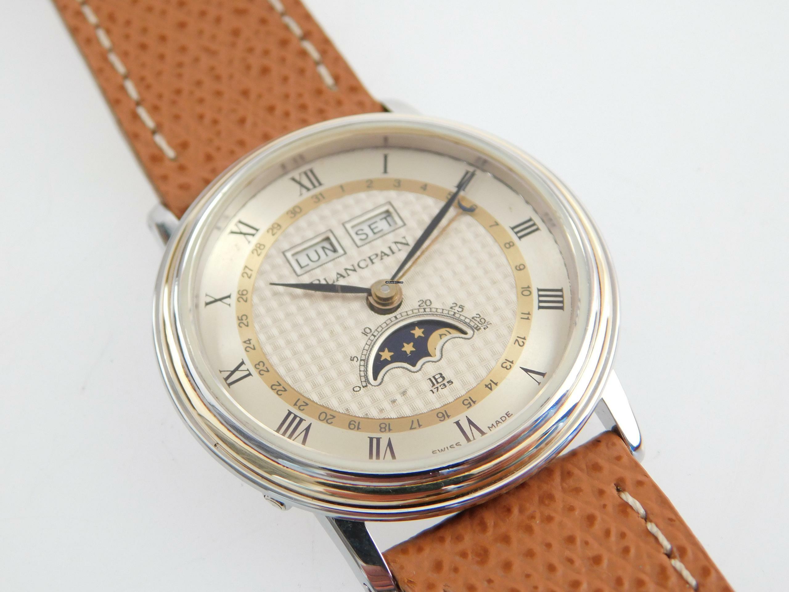  Blancpain Villeret Handaufzug Triple Calendar Mondphase Stahl - Goldlünette 34 mm TOP Zustand seltene Herrenuhr </h1> 
