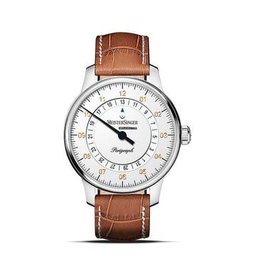  Meistersinger Perigraph Einzeiger Herrenuhr 38 mm Automatik â Weiss BM1101G 