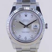 Thumbnail von Rolex Datejust II Stahl Weißgold Oyster silver Diamond Dial 41mm 116334 B+P </h1>