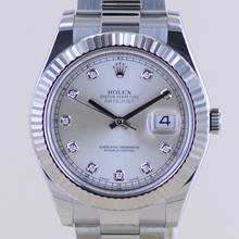Thumbnail von Rolex Datejust II Stahl Weißgold Oyster silver Diamond Dial 41mm 116334 B+P </h1>