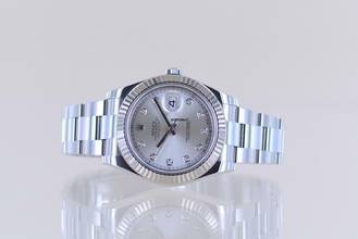 Thumbnail von Rolex Datejust II Stahl Weißgold Oyster silver Diamond Dial 41mm 116334 B+P </h1>