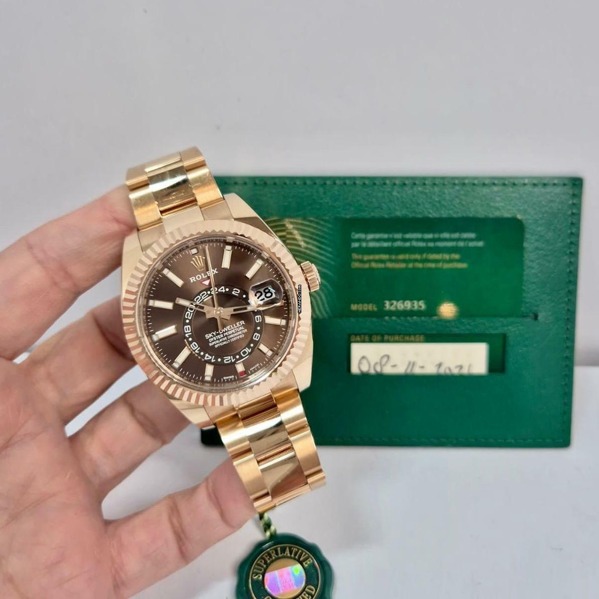 Rolex Sky-Dweller Ouro Rosé Chocolate Dial 42mm Automático Completo