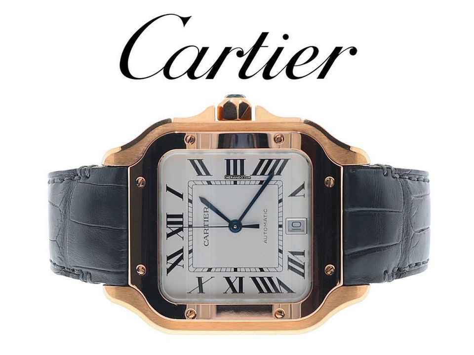  Cartier Santos de Cartier Roségold / Leder 2021 • Big Size • Sehr schönes Full Set aus 2021 • 