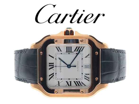  Cartier Santos de Cartier Roségold / Leder 2021 • Big Size • Sehr schönes Full Set aus 2021 • 