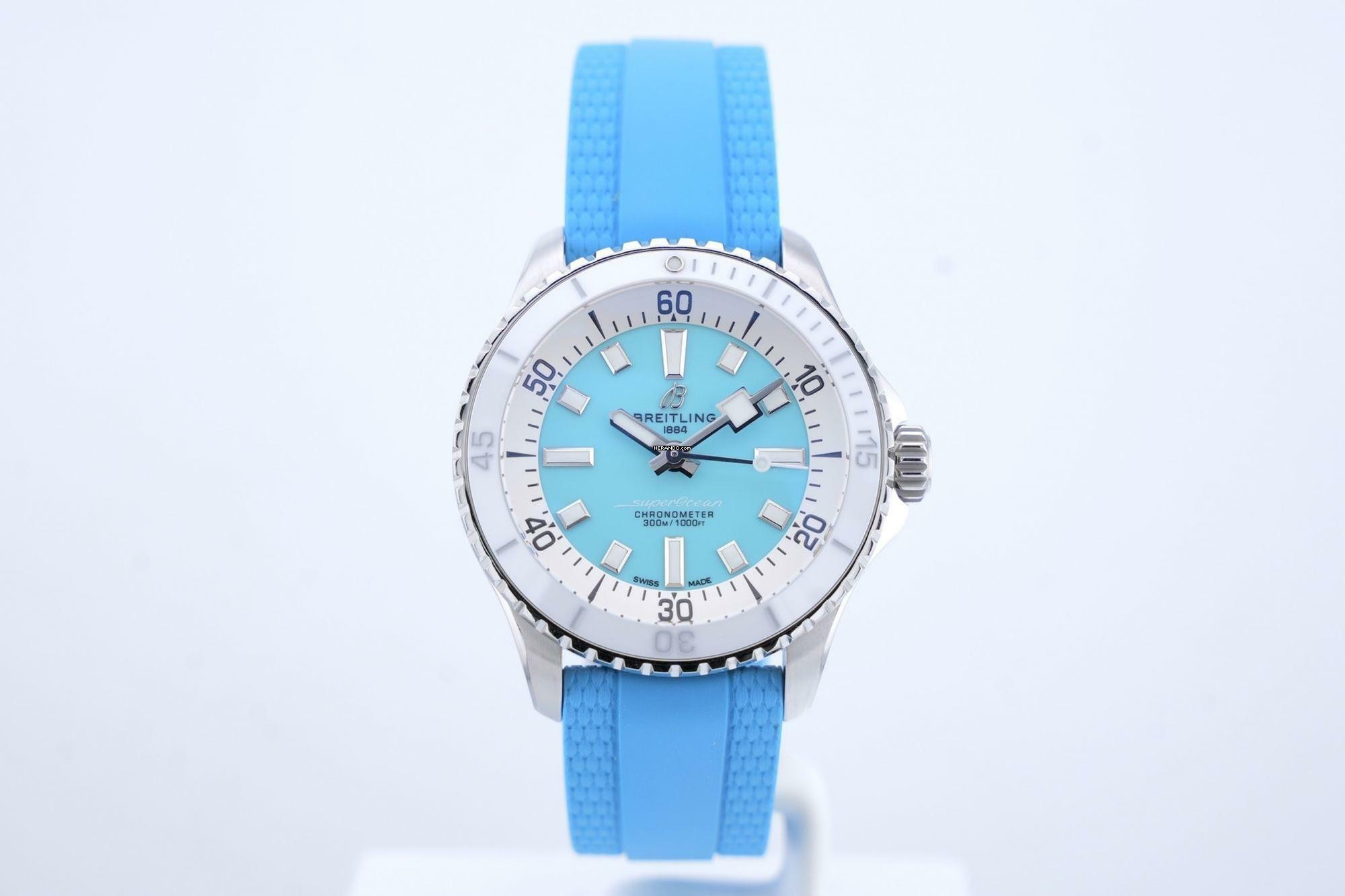  Breitling Superocean 36 Turquoise Dial - Ceramic Bezel - Box+Papers A17377 2023 