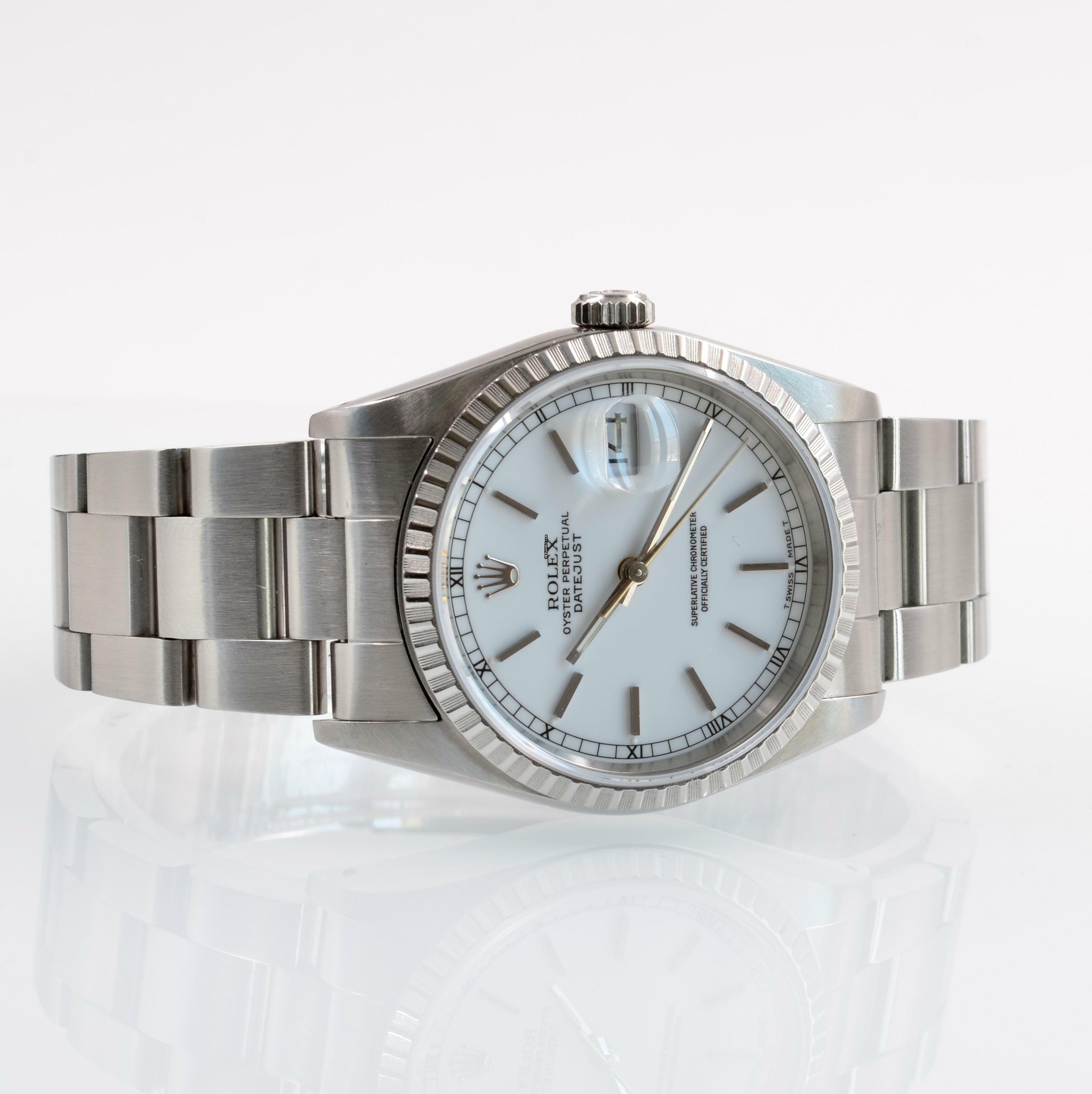 Thumbnail von Rolex Datejust 36 16220 white dial Full Set 1989 </h1>