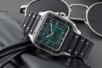 Thumbnail von Cartier Santos Green Arabic Stahl Automatik Herrenuhr Ref. WSSA0055 B&P 2024