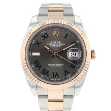  Rolex Datejust 41 Oyster Fluted Steel / Everosegold Wimbledon Dial Service '25 </h1> 