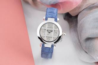 Thumbnail von Cartier Pasha 18K Weissgold Diamanten Automatik Damenuhr Ref. WJ101456 Papiere