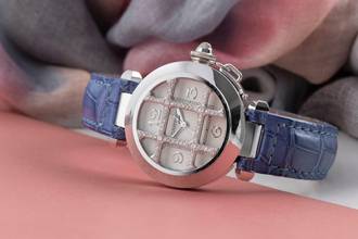 Thumbnail von Cartier Pasha 18K Weissgold Diamanten Automatik Damenuhr Ref. WJ101456 Papiere