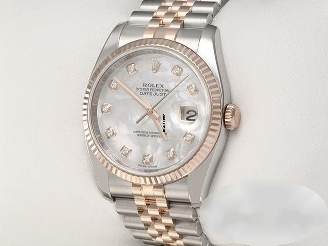  Rolex Datejust 36 36mm 116231 2012 Stahl Rosegold 750 Perlmutt Diamanten Automatik Stainless Steel 18kt Rose Gold Jubilé-band Chronometer Oyster </h1> 