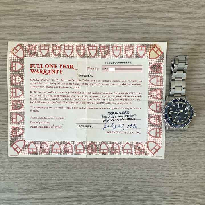  Tudor Submariner No Date 94010 Lollipop blue dial Full Set 1988’s </h1> 