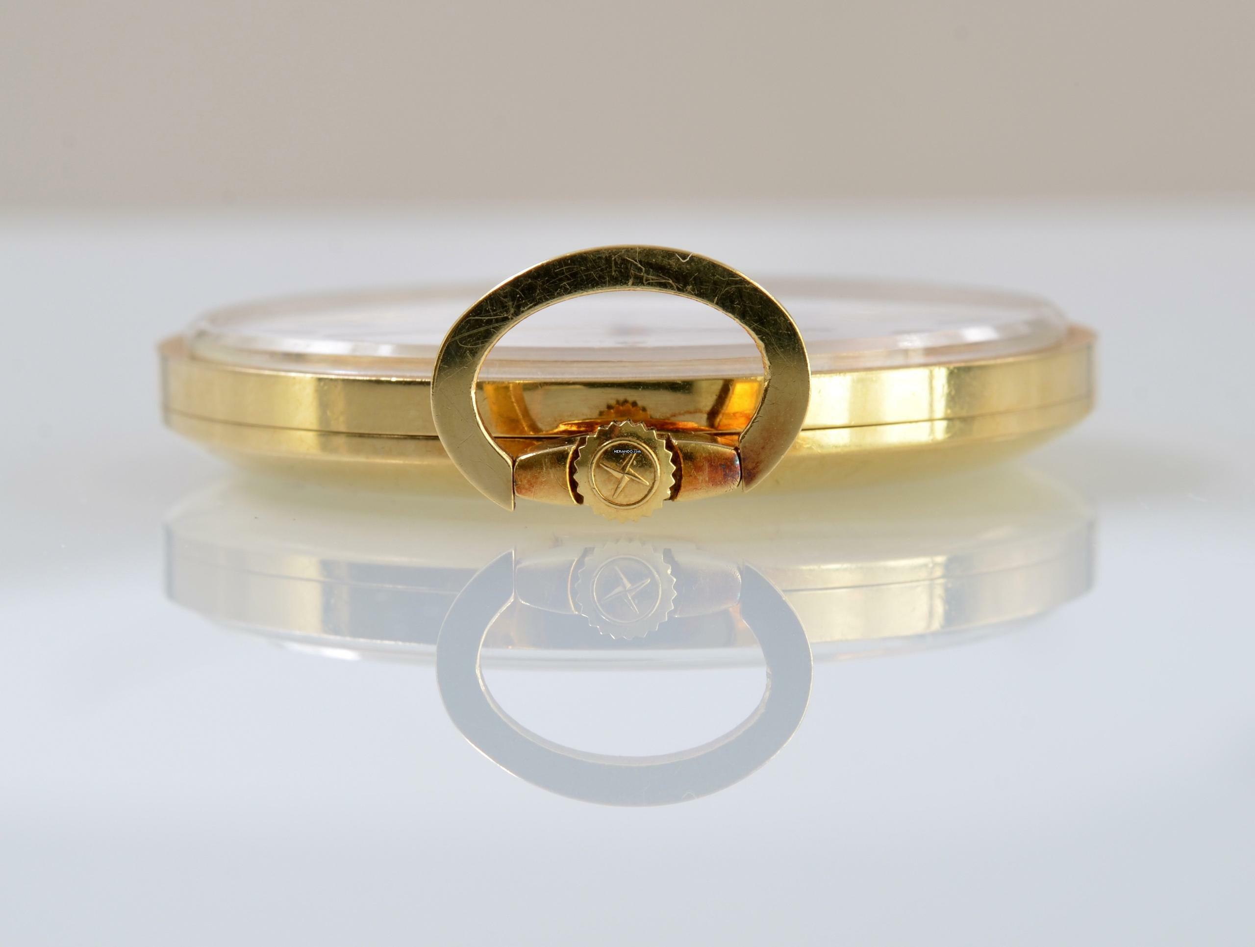 Thumbnail von Zenith Pocket watch oval shaped open face yellow gold 18KT Very Rare </h1>