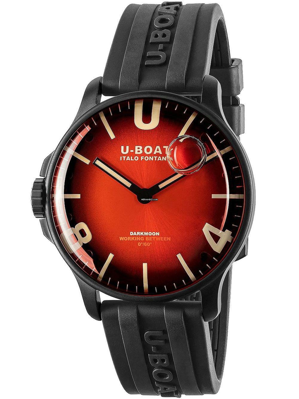  U-Boat 8697/B Darkmoon Red PVD Soleil Herrenuhr 44mm 5ATM 