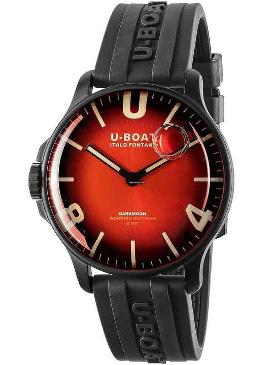  U-Boat 8697/B Darkmoon Red PVD Soleil Herrenuhr 44mm 5ATM 