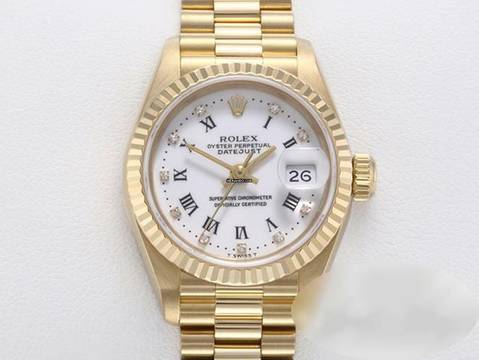  Rolex Lady-Datejust Gelbgold 750 Diamanten Automatik 18kt Yellow Gold Damen President-band Chronometer Oyster White Dial </h1> 