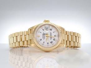 Thumbnail von Rolex Lady-Datejust Gelbgold 750 Diamanten Automatik 18kt Yellow Gold Damen President-band Chronometer Oyster White Dial </h1>