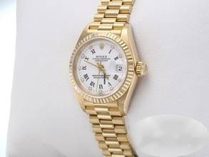 Thumbnail von Rolex Lady-Datejust Gelbgold 750 Diamanten Automatik 18kt Yellow Gold Damen President-band Chronometer Oyster White Dial </h1>