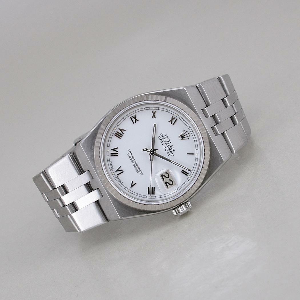  Rolex Datejust Oysterquartz Ø 36 mm Stahl/18k Weissgoldlünette Quarz Chronometer 