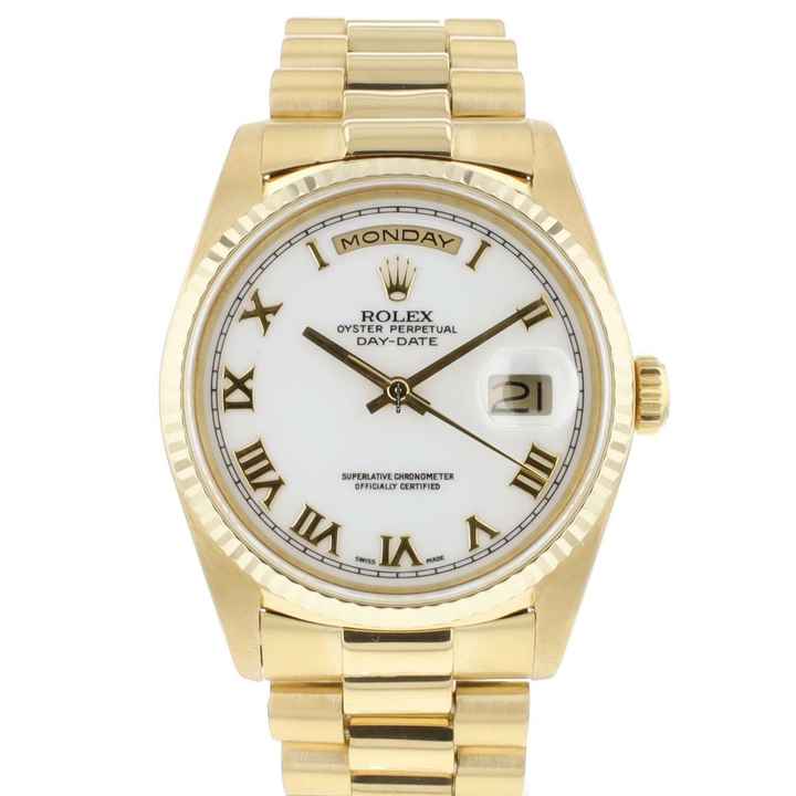  Rolex Day-Date 36 Yellow Gold White Roman Dial </h1> 