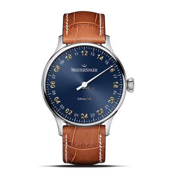  Meistersinger Edition 24H Herrenuhr Automatik - Sonnenschliff Stahlblau mit Gold ED-PM99-24H 
