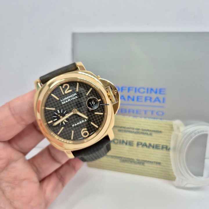  Panerai Luminor Marina Automatic Ouro Amarelo & Carbono 44mm Automático Completo 