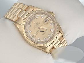 Thumbnail von Rolex Day-Date 36 36mm 18238 Gelbgold 750 Diamanten Automatik 18kt Yellow Gold President-band Chronometer Oyster </h1>