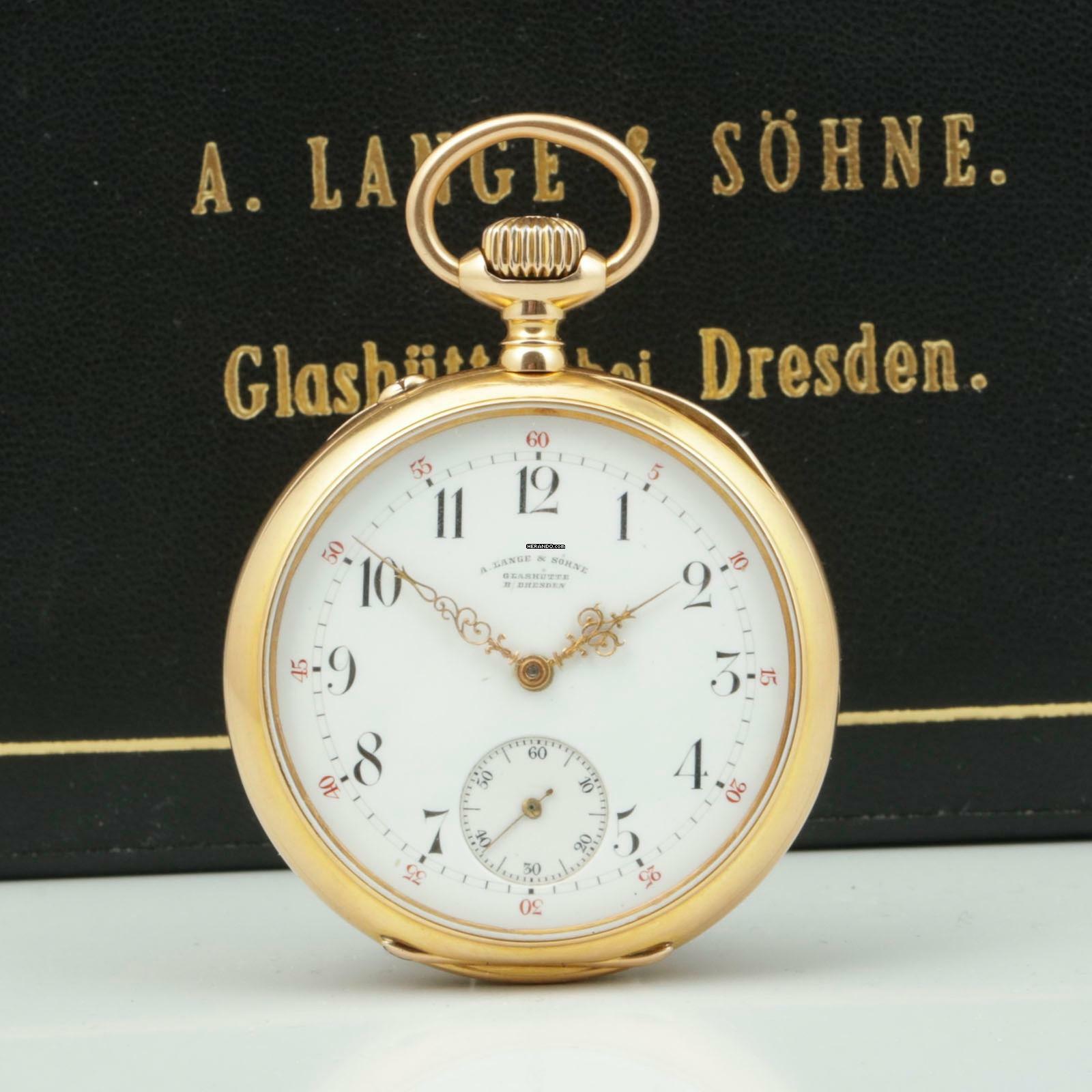 Thumbnail von A. Lange & Söhne Grosse Lange 1 18k Gold Qualität 1A Taschenuhr mit Zertifikat u. Etui 1890 Grosses kal. 45 Werk Gewicht 109g. </h1>