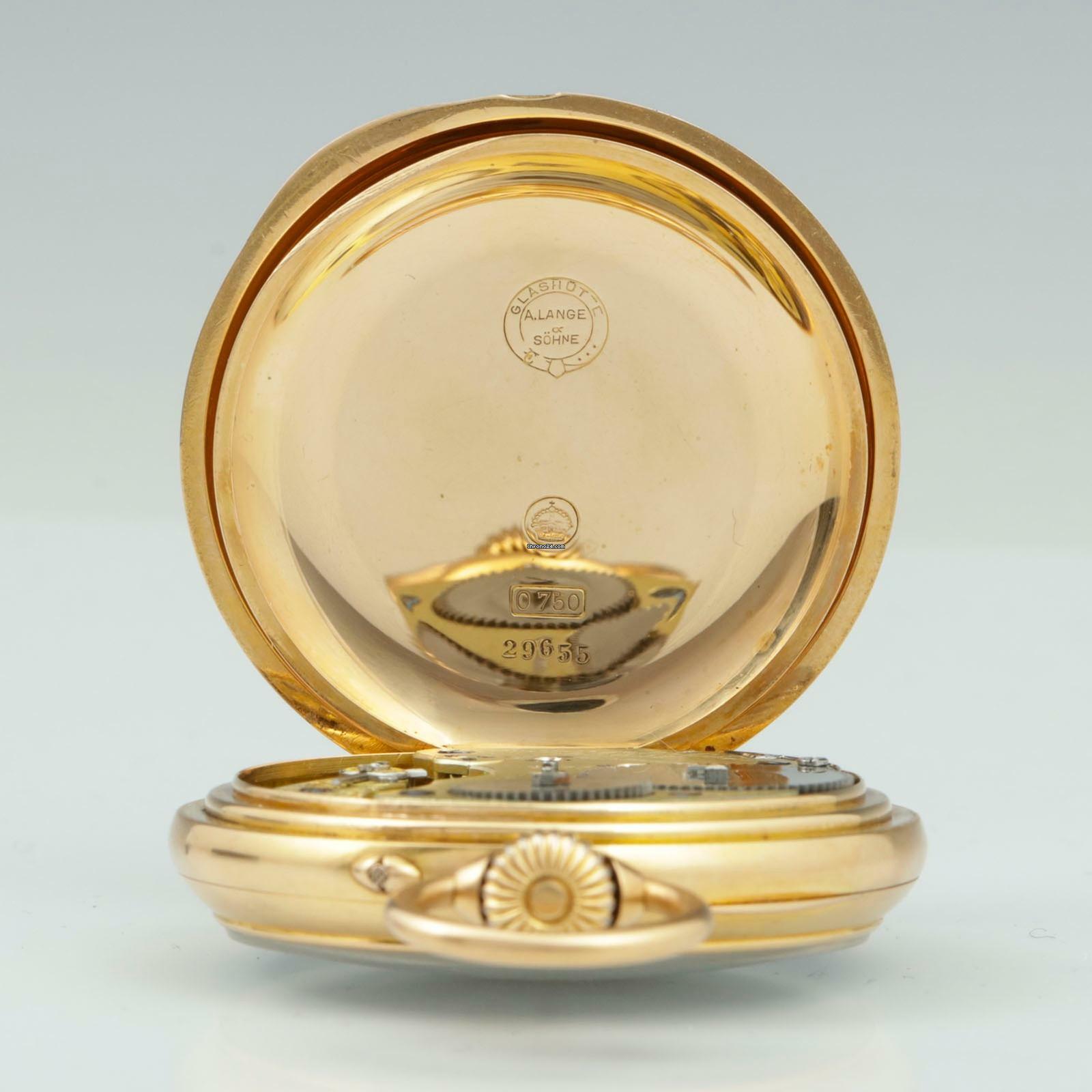 Thumbnail von A. Lange & Söhne Grosse Lange 1 18k Gold Qualität 1A Taschenuhr mit Zertifikat u. Etui 1890 Grosses kal. 45 Werk Gewicht 109g. </h1>