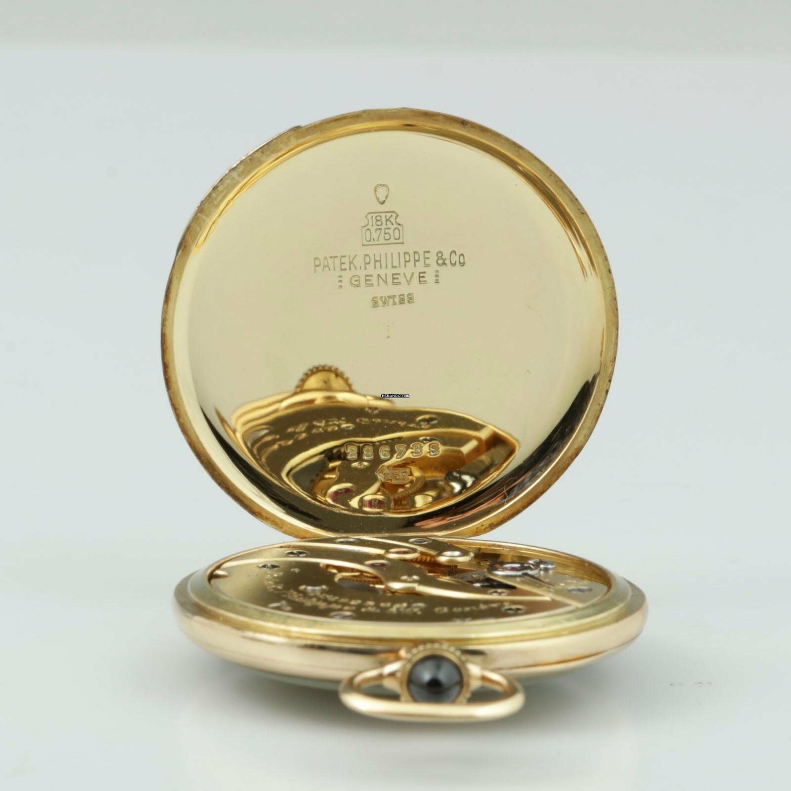 Thumbnail von Patek Philippe 18k Art Deco Frackuhr mit Saphir Crone Taschenuhr 1920 schöner Zustand