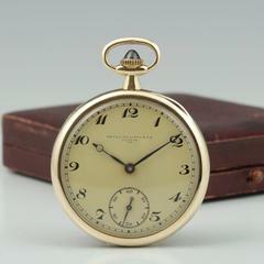 Patek Philippe 18k Art Deco Frackuhr mit Saphir Crone Taschenuhr 1920 schöner Zustand
