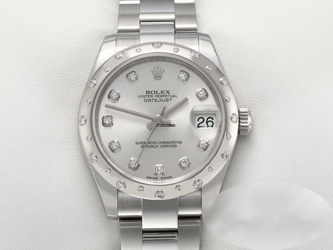  Rolex Datejust 31 31mm Medium 178344 2017 Stahl Weissgold 750 Diamanten Automatik Stainless Steel 18kt White Gold Oyster-band Chronometer  