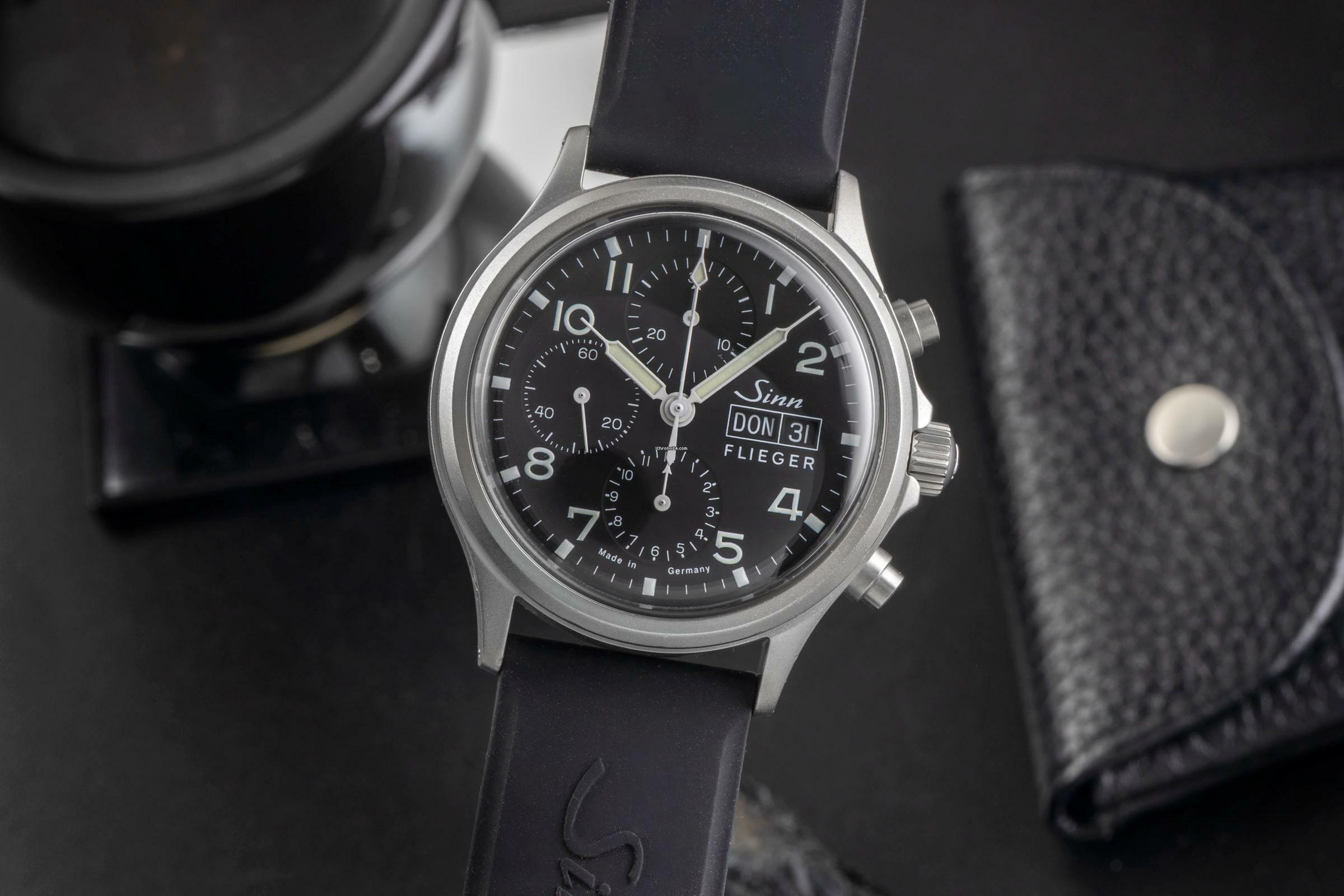  Sinn 358 Flieger Day-Date Chronograph Black Dial Stahl Automatik Ref. 358 