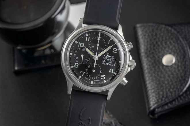  Sinn 358 Flieger Day-Date Chronograph Black Dial Stahl Automatik Ref. 358 